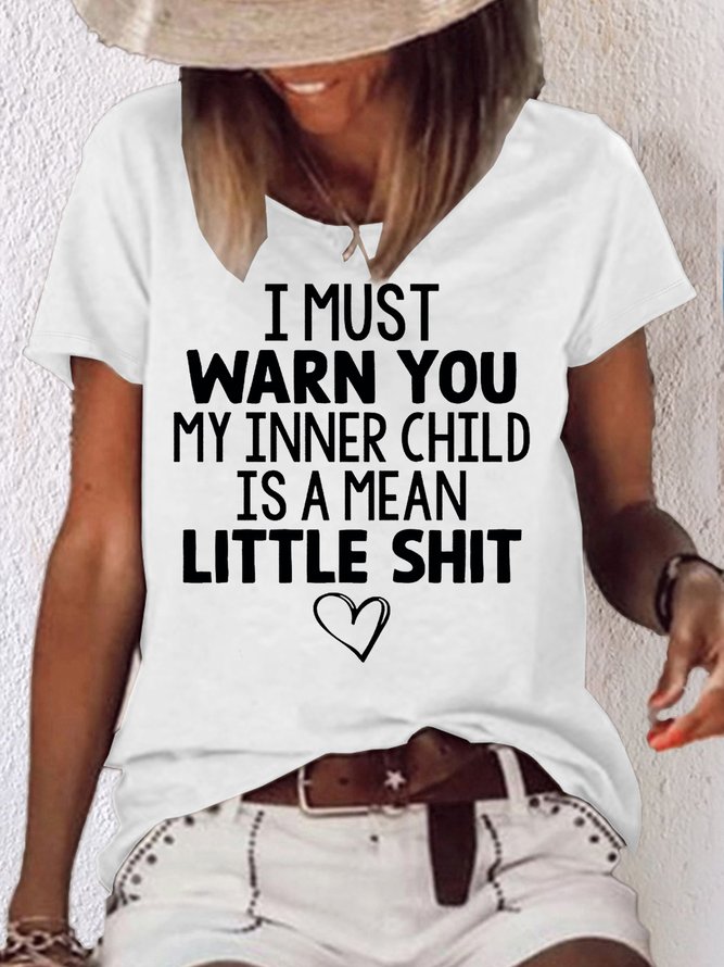 Women's My Inner Child Letters Crew Neck Casual T-Shirt