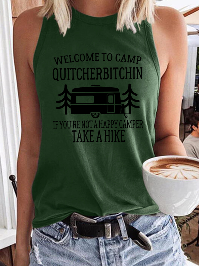Welcome to Camp Quitcherbitchin Hiking rip Regular Fit Letter Knit