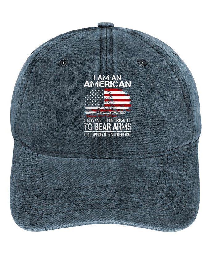 Men's /Women's I Am An American I Have The Right To Bear Arms Graphic Printing Regular Fit Adjustable Denim Hat