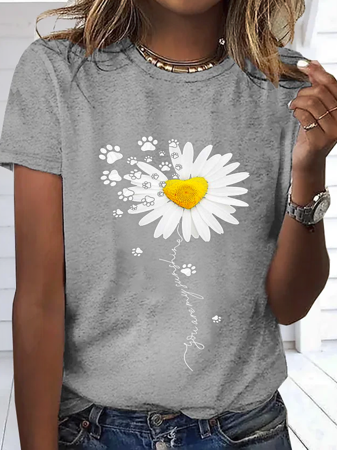 Women's Daisy You Are My Sunshine Special Lovely Dog Simple Loose T-Shirt