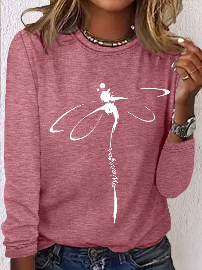 Women's Worrier Dragonfly Casual Letters Shirt