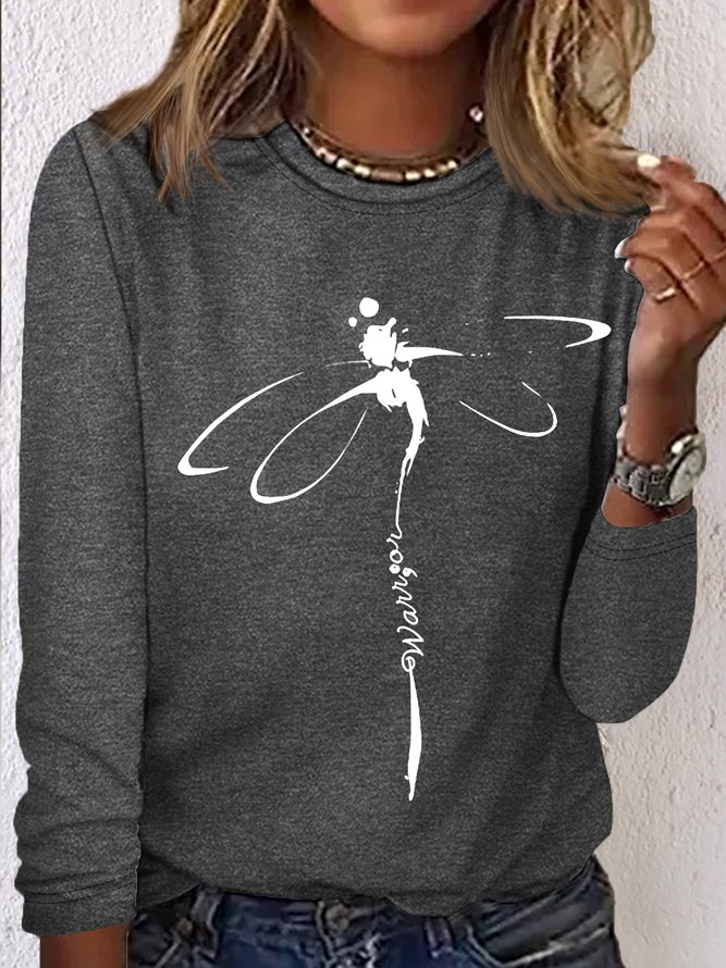 Women's Worrier Dragonfly Casual Letters Shirt