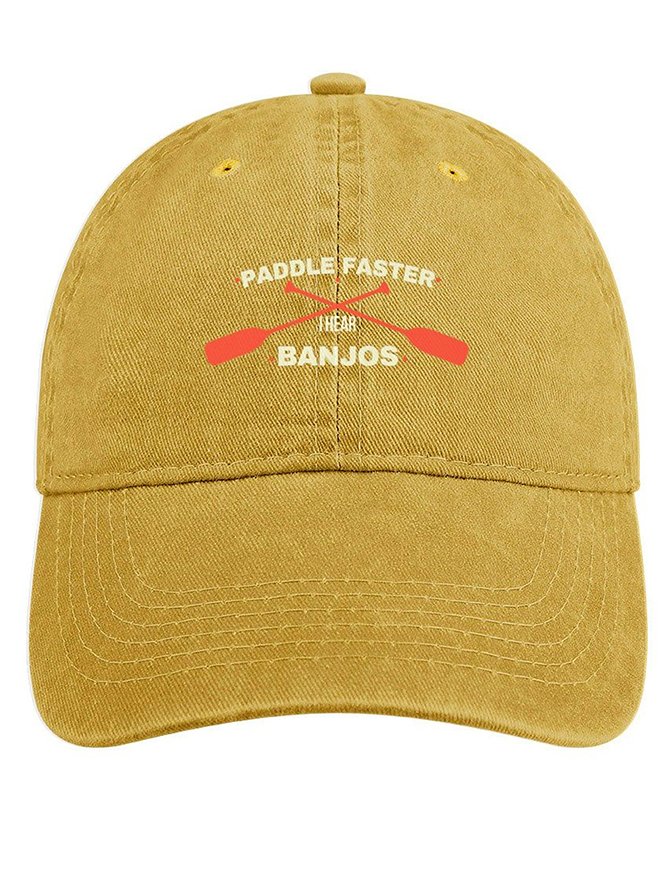 Men's /Women's Paddle Faster I Hear Banjos Graphic Printing Regular Fit Adjustable Denim Hat