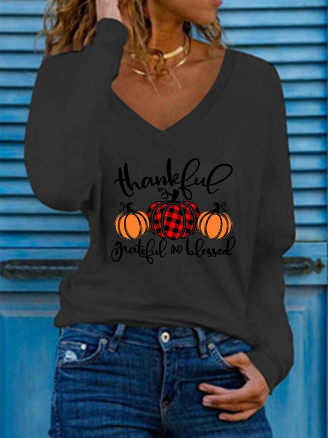 Halloween V Neck Loose Casual T-Shirt