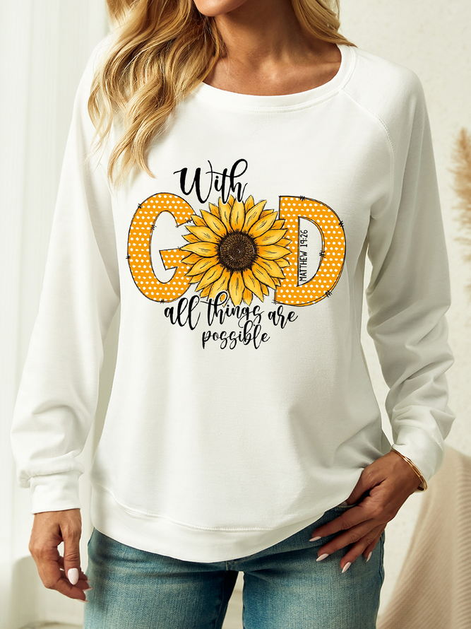 Women's Bible Verse With God All Things Are Possible Crew Neck Sweatshirt
