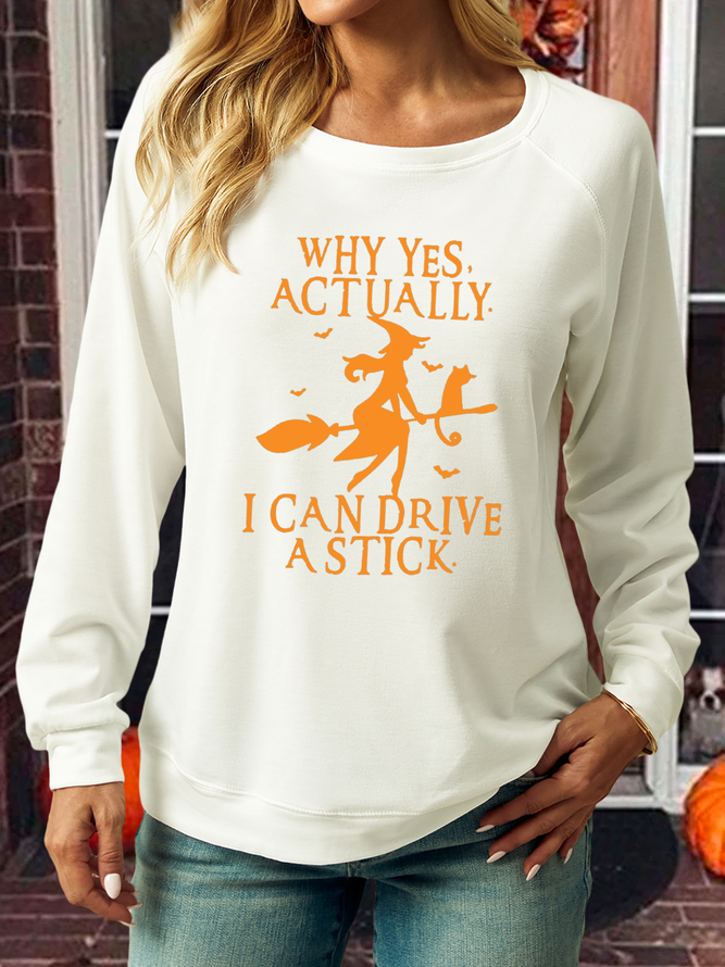 Women‘s Funny Graphic Yes I Can Drive A Stick Crew Neck Casual Sweatshirt