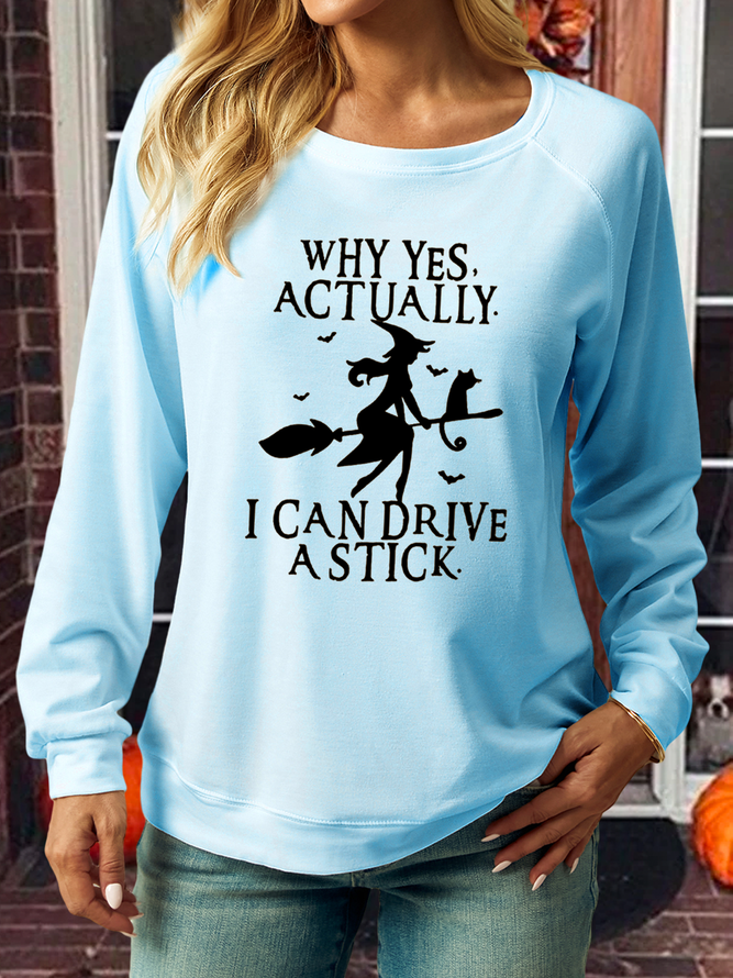 Women‘s Funny Graphic Yes I Can Drive A Stick Crew Neck Casual Sweatshirt