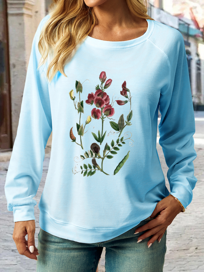 Women's  Floral Crew Neck Regular Fit Casual Sweatshirt
