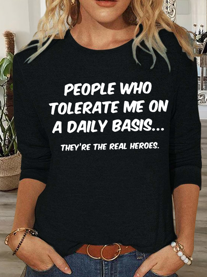 Women's People Who Tolerate Me On A Daily Basis Cotton-Blend Casual Shirt