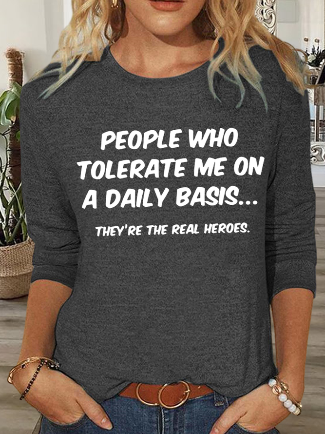Women's People Who Tolerate Me On A Daily Basis Cotton-Blend Casual Shirt
