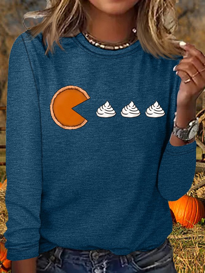 Women's Casual Pumpkin Pie Thanksgiving Shirt