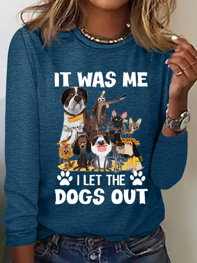 Women's It Was Me Let The Dogs Out Cotton-Blend Casual Shirt