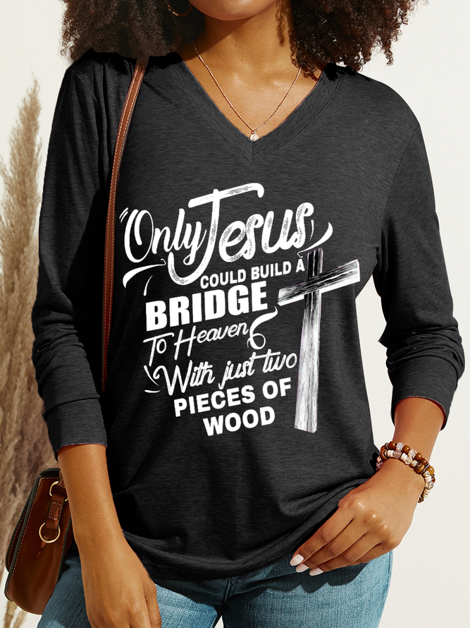 Women's Only Jesus Could Build A Bridge To Heaven Regular Fit Casual Shirt