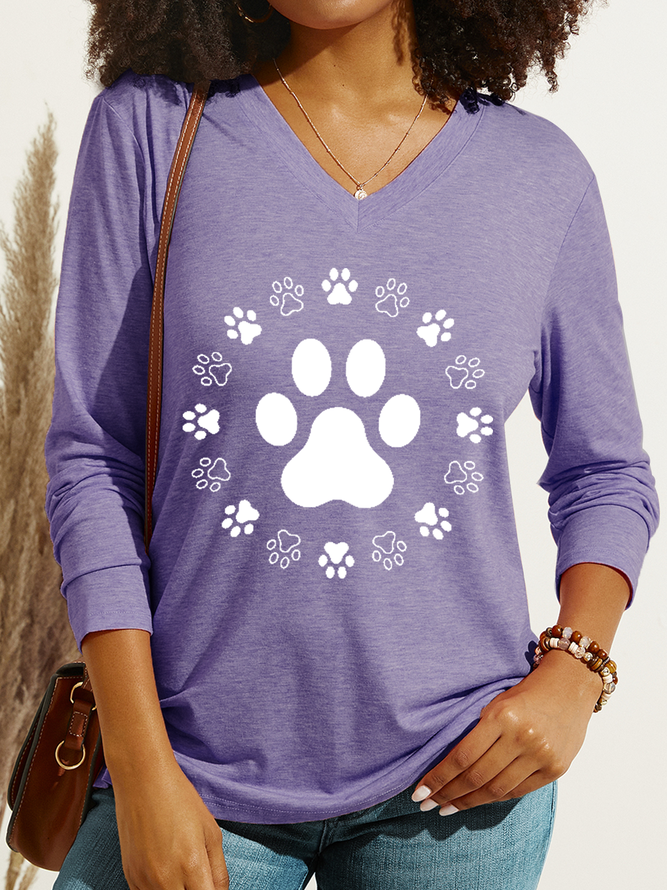 Women's Dog Paw Print Regular Fit Dog Casual Shirt