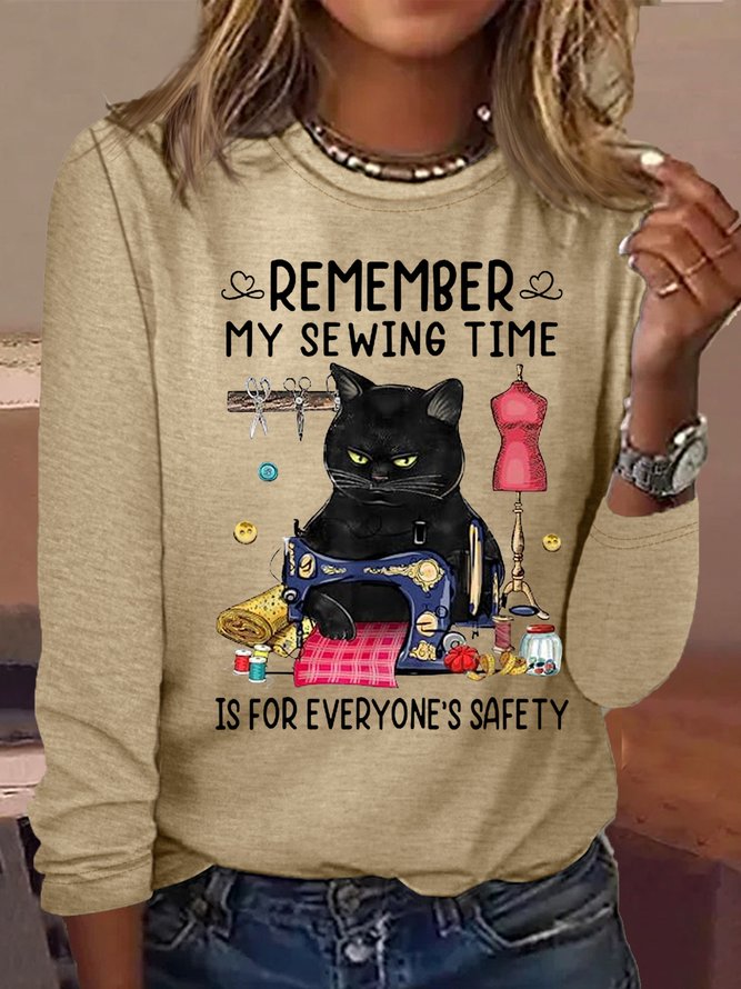 Women's Remember My Sewing Time Is For Everyone's Safety Humor Casual Shirt