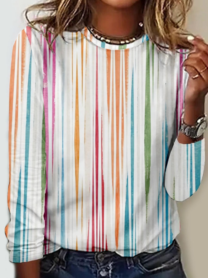 Women's Casual Abstract Stripes Regular Fit Shirt