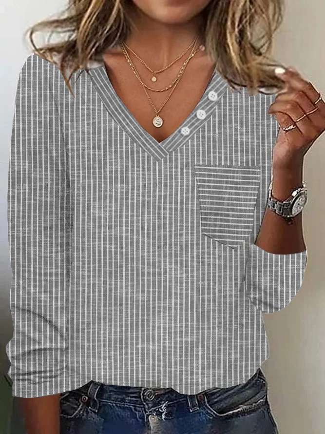 V Neck Casual Jersey T-Shirt