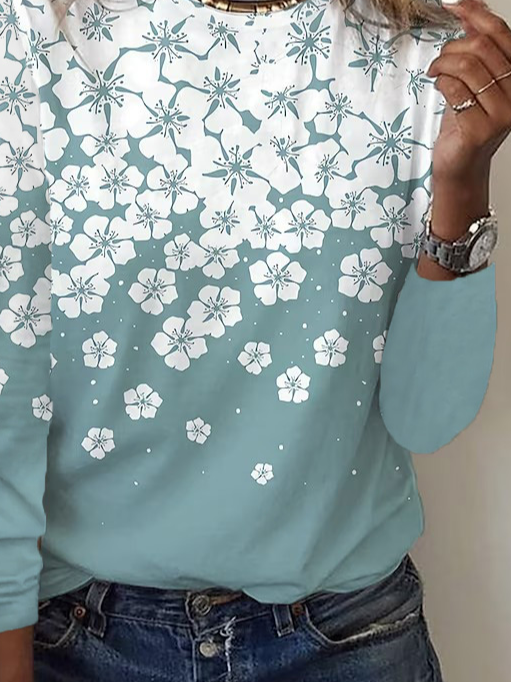 Loose Floral Casual Crew Neck T-Shirt