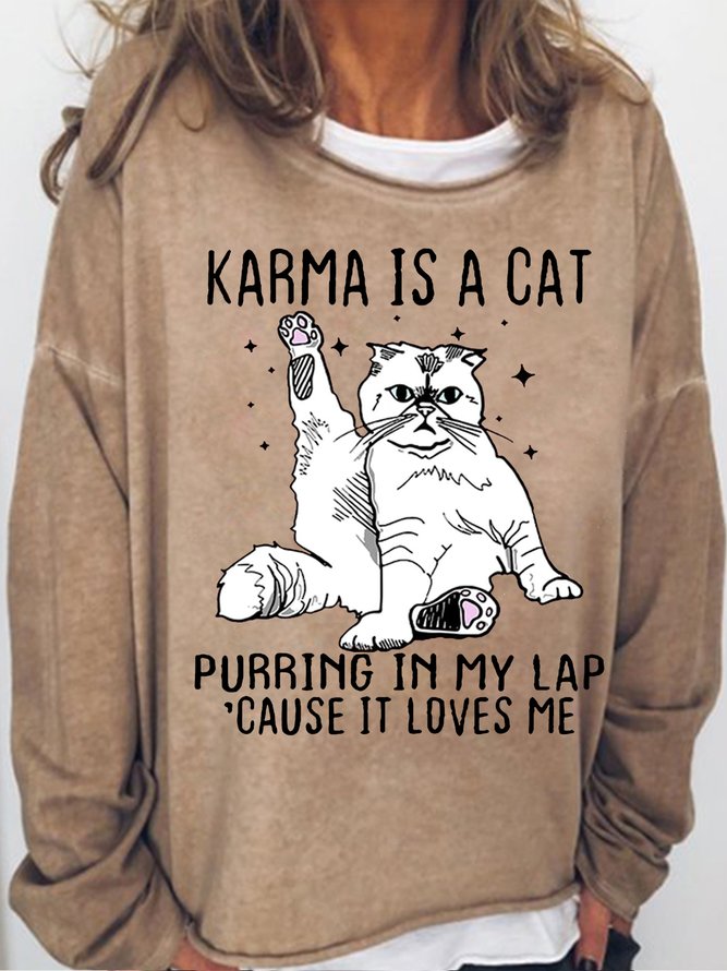 Women's Karma Is A Cat Purring In My Lap Cat Lovers Sweatshirt