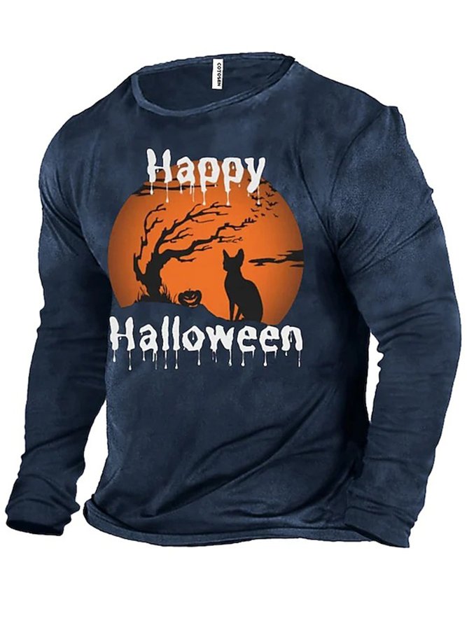 Party Halloween Loose Crew Neck Long Sleeve T-Shirt
