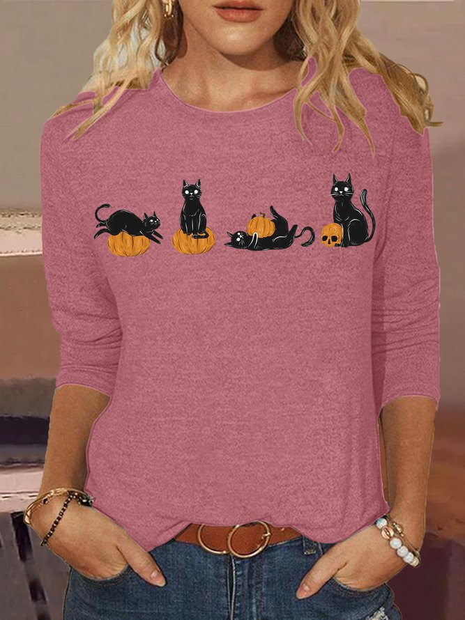 Women's Cool Halloween Cat Ghost Shirt