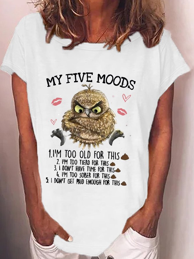 Women's My Five Moods Letters Casual T-Shirt
