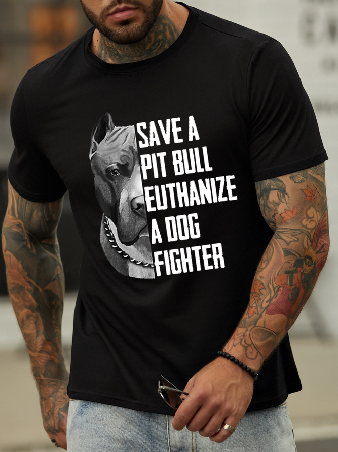 Men's Funny Dog Cotton Casual T-Shirt