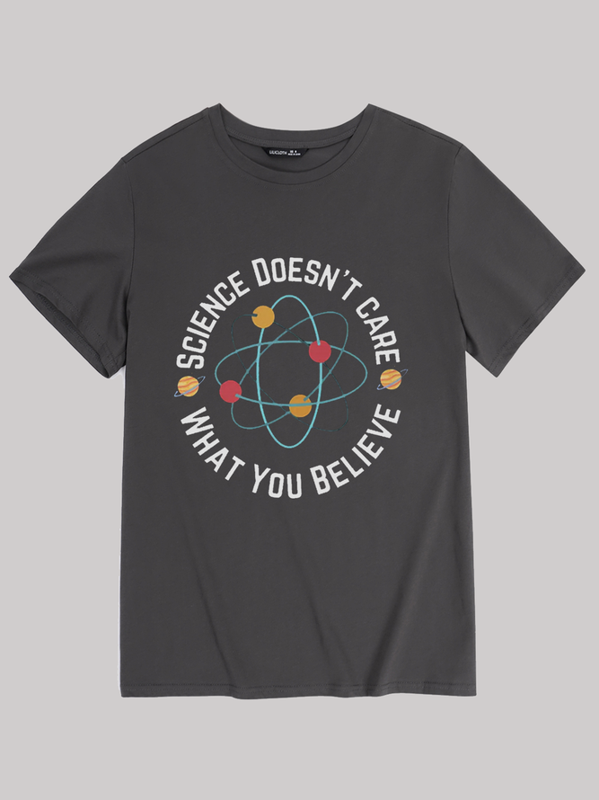 Men's Science doesn't care what you believe Cotton Crew Neck T-Shirt