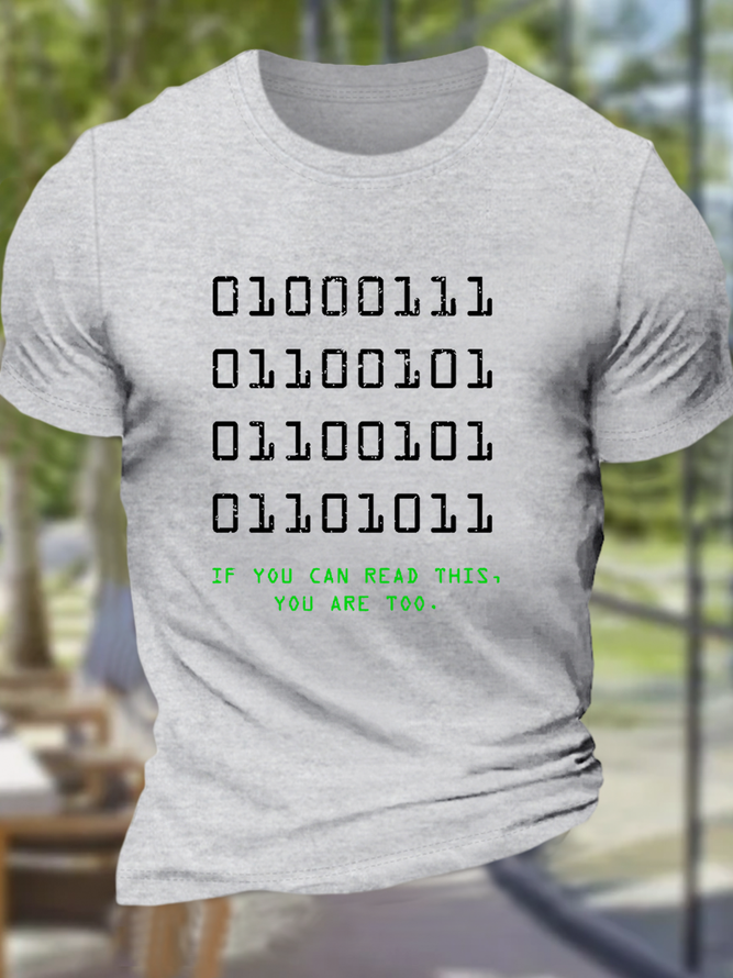Men's Funny Geek In Binary Code Casual Loose Cotton T-Shirt