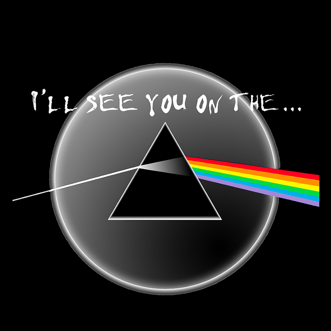 Men's Pink Floyd I'll See You on the Print Casual Color Block Cotton Crew Neck T-Shirt