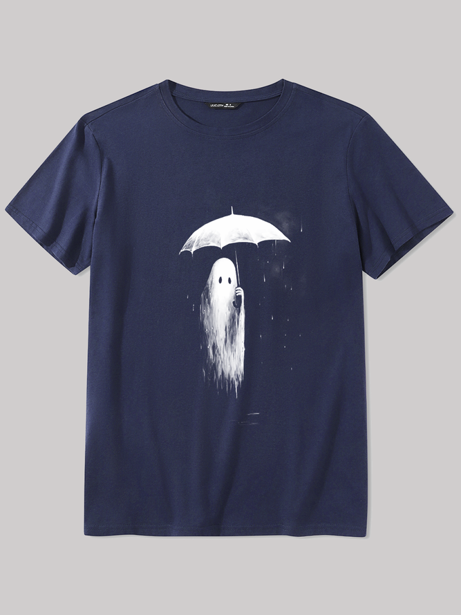 Men's Ghost In The Rain Casual Loose Halloween T-Shirt