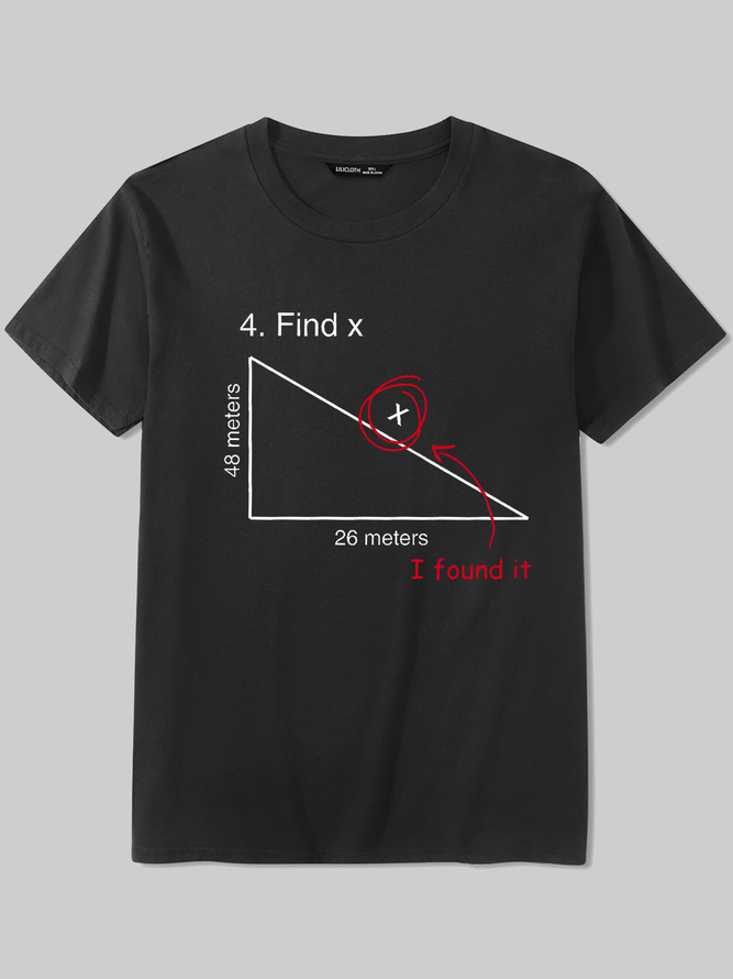Men's Find X T Shirt Funny Saying Math Teacher Graphic Sarcastic Casual Loose Cotton T-Shirt