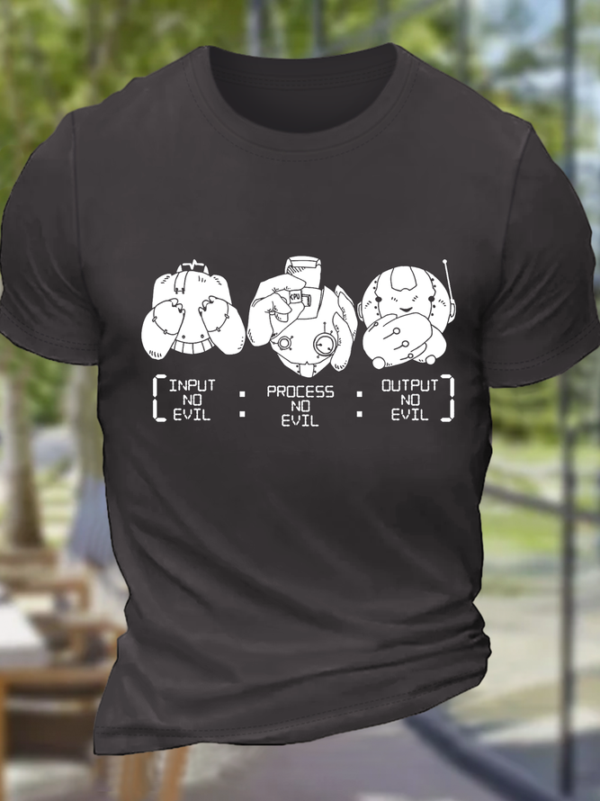 Men's Geek Nerdy Computer Coding Text Letters Casual Cotton T-Shirt