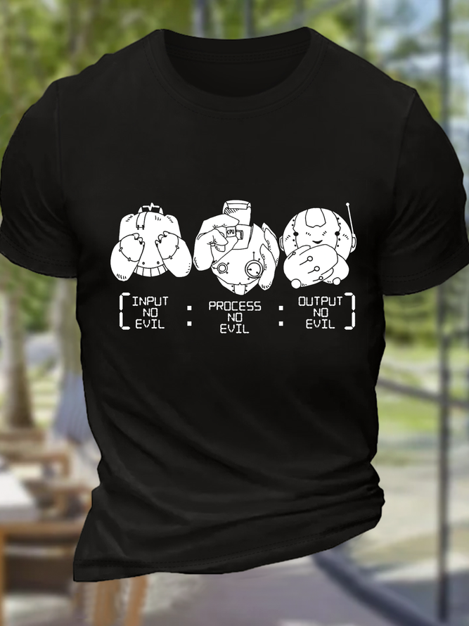 Men's Geek Nerdy Computer Coding Text Letters Casual Cotton T-Shirt