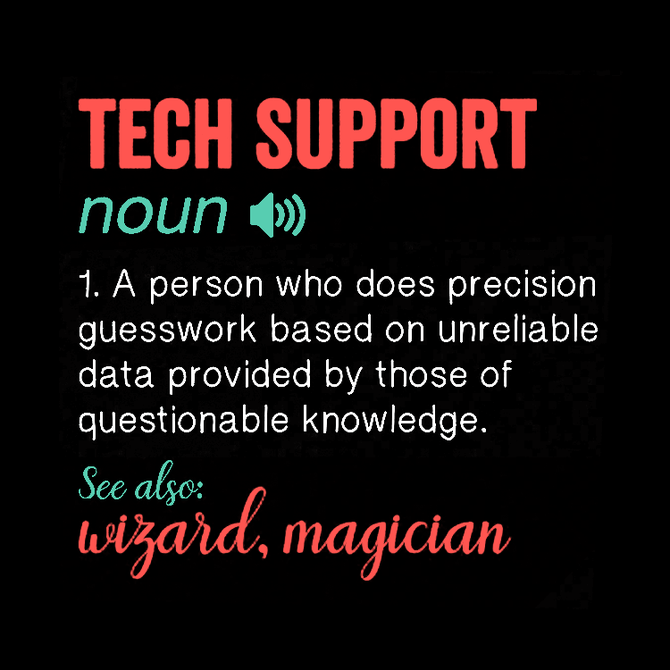 Men's Funny Tech Support Definition IT Humor Tee - Computer Geek Cotton Casual Text Letters T-Shirt