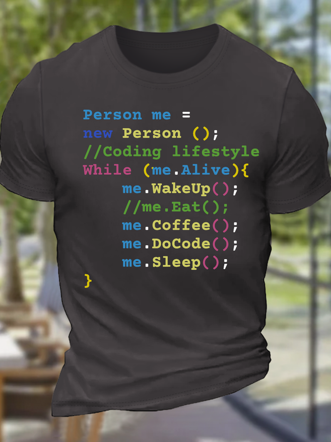 Men's Funny Word Software Engineer Computer Engineer Cotton Casual Crew Neck T-Shirt