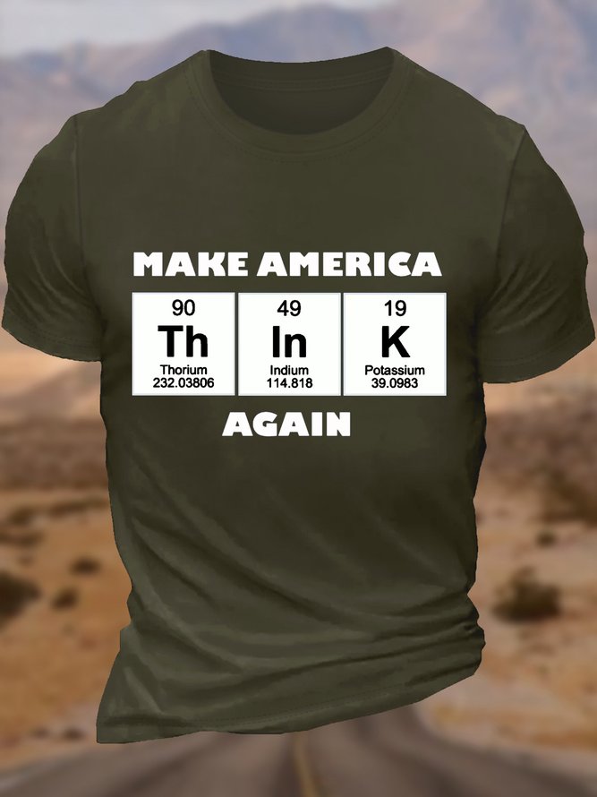 Men‘s Cotton Make America Think Again Casual T-Shirt