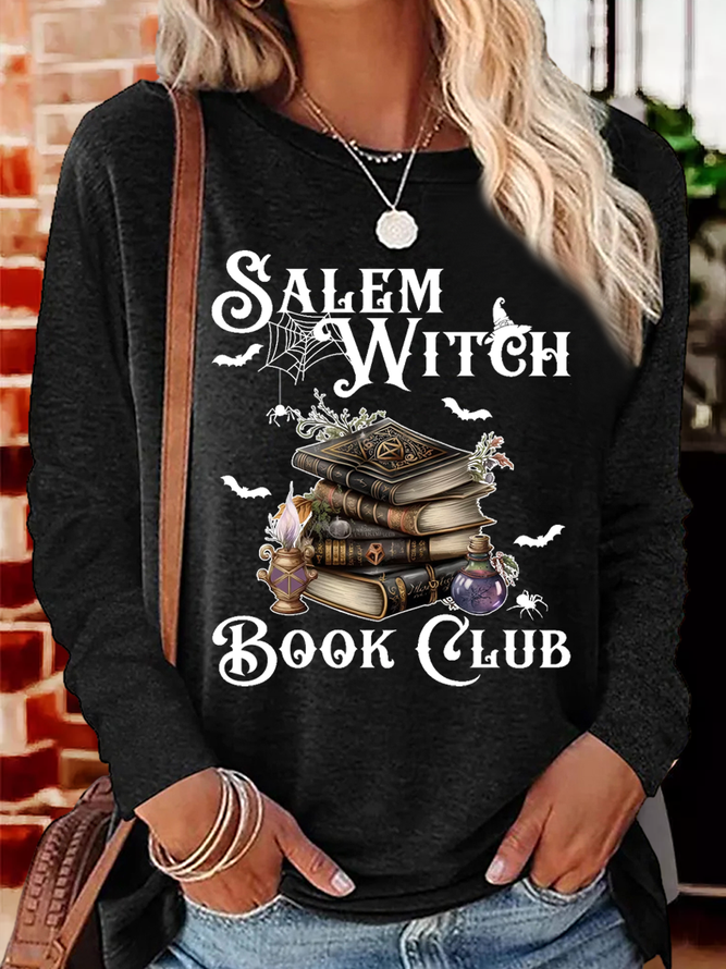 Women's Vintage Witch Halloween Salem Witch Book Club Casual Cotton-Blend Shirt