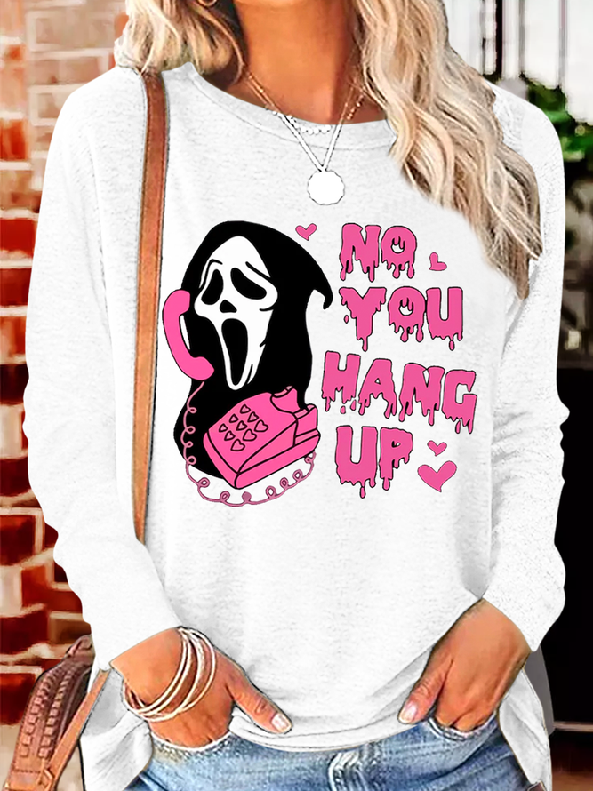 Women's Halloween No You Hang Up Casual Long Sleeve Shirt