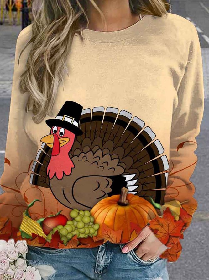 Loose Crew Neck Turkey Casual T-Shirt