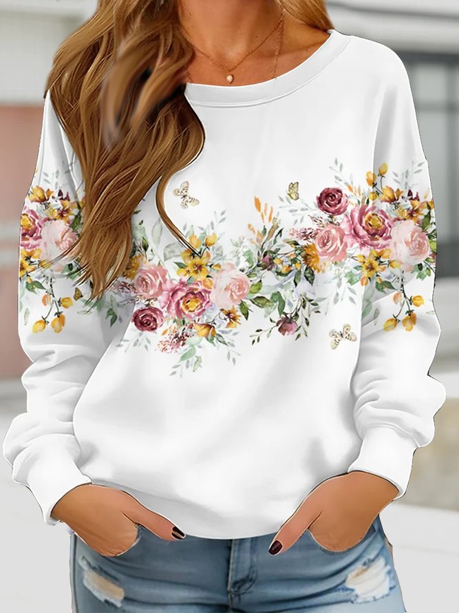 Casual Floral Sweatshirt