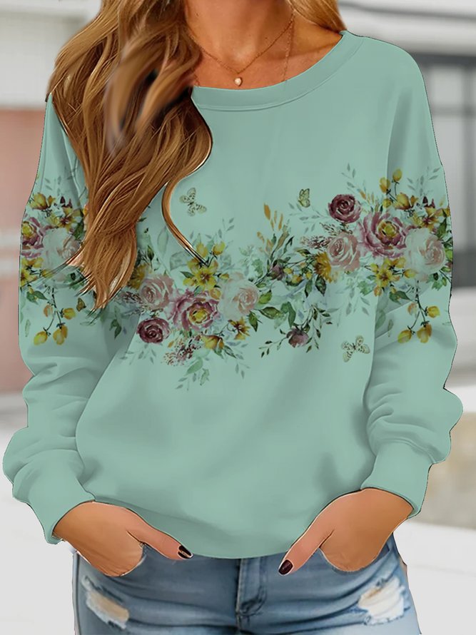 Casual Floral Sweatshirt