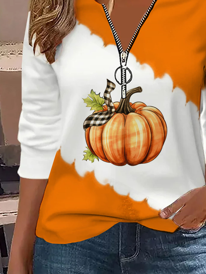 Notched Halloween Casual T-Shirt