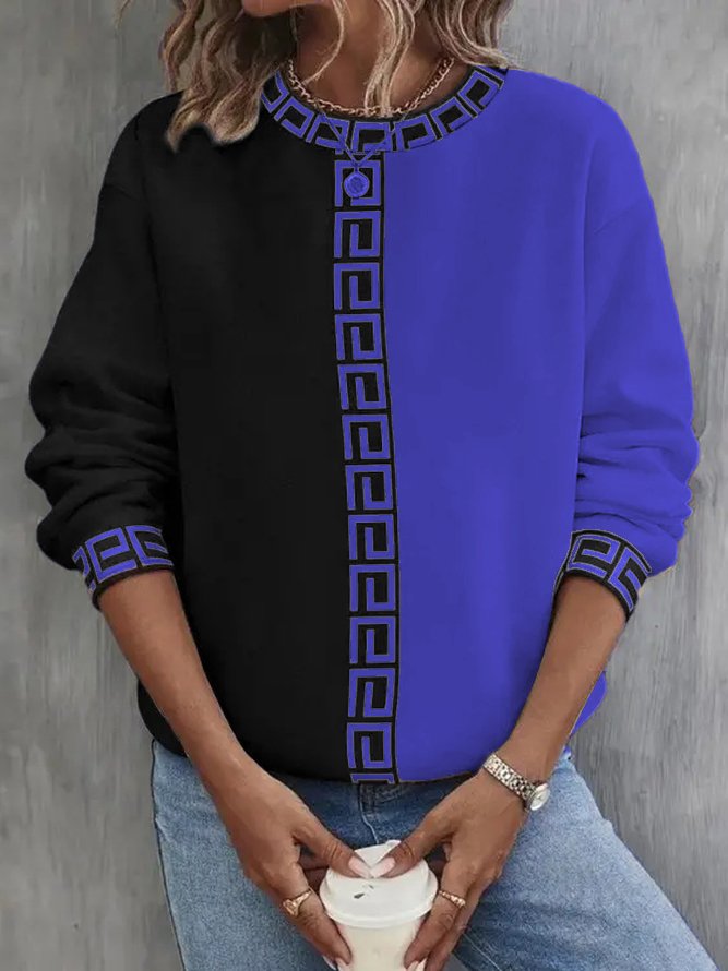Casual Color Block Loose Sweatshirt