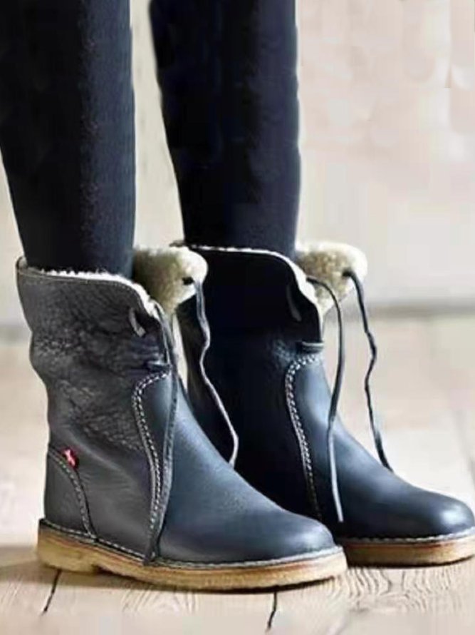 Plain Leather Autumn West Style Western Boots