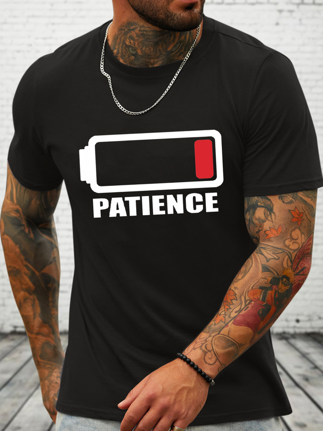 Men's Out of Patience Cotton Casual Text Letters T-Shirt