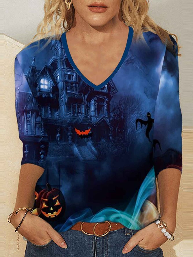 Loose Halloween Casual V Neck T-Shirt