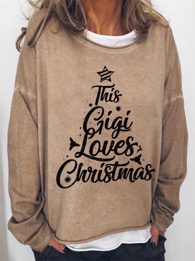 This Gigi Loves Christmas Casual Crew Neck Christmas Tree Sweatshirt
