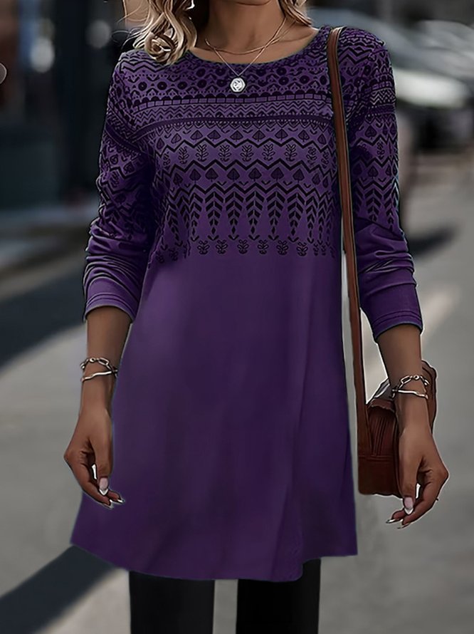 Casual Crew Neck Ethnic Dress With No