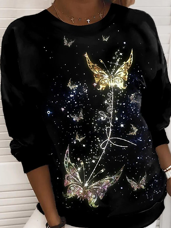 Casual Butterfly Loose Sweatshirt